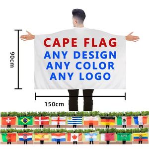 3x5 FT Custom Wearable Cape Flag with Sleeves Classic Cloak Costume Mexico England Canada US USA American Flag Double Stitch Sewing