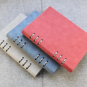 Domikee Classic Leather Office School 6 ringar påfyllningsbara bindemedelsspiralkomposition anteckningsbok med regler arkpapper gåva A5