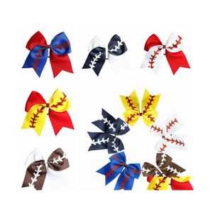 Hair Rubber Bands 10 Colors Softball Headband Girl Baseball Cheer Hairbands Rugby Bowknot Tail Hairs Bows Accessories Band 778 T2 Dr Dhowl