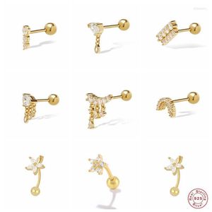 Orecchini per borchie AIDE 925 zirconi bianchi in argento sterling set piercing di fiori per donne piccoli borchie a pallone gelide gioielli pendientesstud dale22