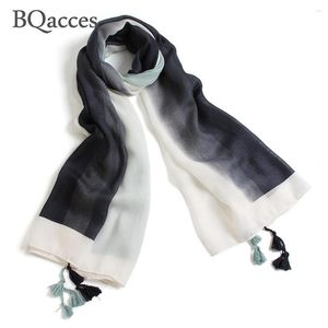 Sciarpe bqacces alla moda nero stampato ombre in cotone sciarpa vocompetica con lady guscia di colore gradiente di seta sottile avvolgimento a scialle autunnale