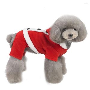 Hundebekleidung Winter Warm Haustier Santa Mantel Kleid Weihnachten Katze Baumwolle Kleidung Overall Paar Outfit für