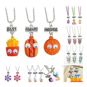 Pendant Necklaces Friends Necklace Cute Child Jewelry Emation Resin Burger Dog Bff Owl Beautifly Ice Cream Drop Delivery Pendants Dhtyd