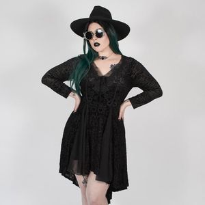 Vestidos casuais punkrave feminino gótico deco