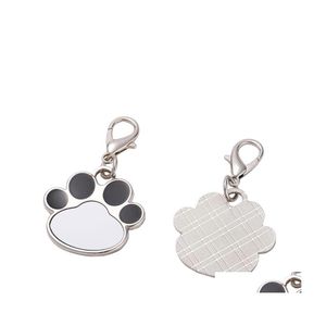 Keychains Lanyards Sublimation Blank Keychain Pendant Creative Cat Paw Shape Heat Transfer Key Chain Diy Pet Keyring C3 Drop Deliv Dh8K5