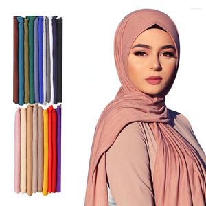 Schals 30 Farben Plain Ramadan Jersey Hijab Schal Für Muslimische Frauen Schal Dehnbar Einfache Baumwolle Kopftuch Afrikanische Frau Turban