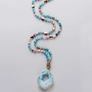 Kolye Kolyeleri Boho Doğal Taşlar Onyx Altın Kaplama Druzy Nepal Kolye Kolyeleri El Yapımı Yaldızlı Drusy Women Lariat Yakası Dropship G230206