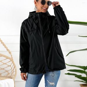 Racing Jackets Women Solid Rain Outdoor Waterproof Hooded Raincoat Windproof Jacket Coats Casual Zipper Overcoat Coat Outwear