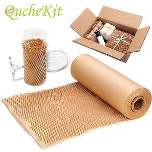 Gift Wrap Honeycomb Kraft Ping Paper Cyning Roll For Business DIY Packaging Material Tissue Christmas Födelsedag 230206