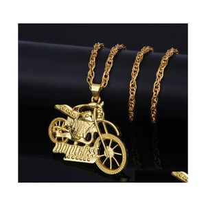 Pendant Necklaces Hip Hop Jewelry Punk Vintage Gothic Steel Motorcycle Motor Bike Speeding Necklac Yzedibleshop Drop Delivery Pendant Dhyz7