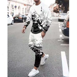 Men's Tracksuits Spring Tracksuit Vintage 3D Printing Playing Cards 2Piece Casual Jogging Pants Suit Man Street Wear O Neck Sportswear 230206