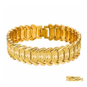 Armreif Innovative Modeschmuck Messing vergoldet Nachahmung 24 Karat Herren breite Version umgekehrtes Auto Blumenarmband Drop Lieferung Bracel Dh59K