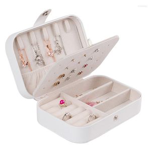 Storage Boxes Portable Jewelry Girl PU Leather Earring Ring Necklace Organizer Case Zipper Display Pouch Accessories
