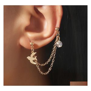 Ear Cuff Fashion Jewelry Ears Clip Swallow Chain Onepiece Stud Earrings Drop Delivery Dhjrq