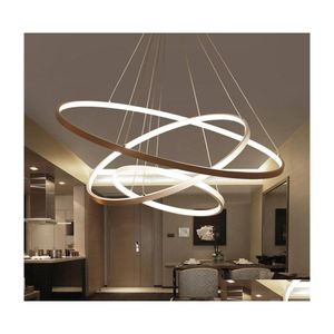 Pendant Lamps 60Cm 80Cm 100Cm Modern Lights For Living Room Dining Circle Rings Acrylic Aluminum Body Led Ceiling Lamp Fixtures Drop Dh617
