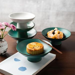 Bowls Retro Dim Sum Plate Snack Nut Ceramic High-foot Refreshment Chinese Fruit Zen Pastry Japanese Style