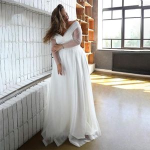 Wedding Dress UETEEY Plus Size Off The Shoulder Buttons Back 2023 Simple Satin A-Line Long Sleeves Bridal Gowns Vestido De Novia