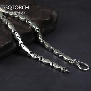 Ketten Vintage Echte 925 Sterling Silber Schwimmen Fisch Halskette Für Männer Und Frauen Pullover Kette Halsketten Einzigartige Schmuck