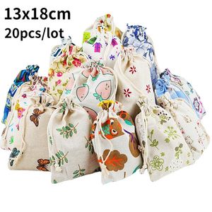 Gift Wrap 20pcslot 13x18cm Cotton Pouch Cloth Drawstring Bags Jewelry Packing Sachet Makeup Wedding Party Candy Custom Wrapping 230206