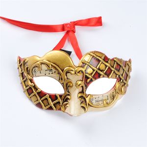 Party Masks Mosaic music style hand made Mask Man For Parties Gold Diamond Masquerade Mardi Gras Venice Costume Carnival Masque Gifts 230206