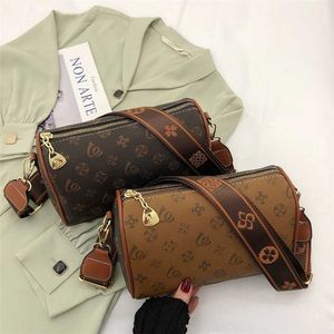 2023 Purses Clearance Outlet Online Sale Small and high quality Women's trendy old flower broadband shoulder Fashion versatile cylinder pillow Crossbody bag