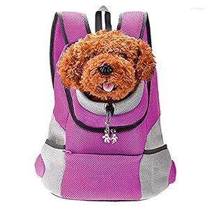 Dog Car Seat Covers Outdoor Pet Carrier Bag Portable Travel Backpack Front Double Shoulder Mesh Head