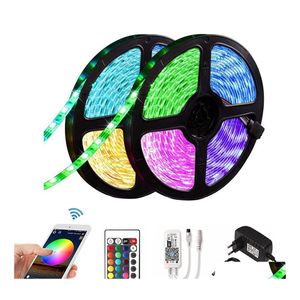Led Strips 5M 10M 15M Rgb Strip 2835 Dc 12V Waterproof Wifi Flexible Diode Tape Ribbon Fita Tira Light With Remote Add Adapter Drop Dh9Nt