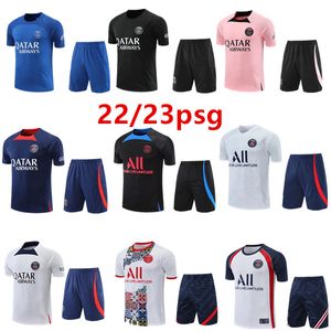 22/23 PSGS Tracksuit 2022-2023 Mbappe Training Suit Långärmad fotbollsfotboll Jersey Kit Uniform Chandal Paris Vuxenpojkar 018