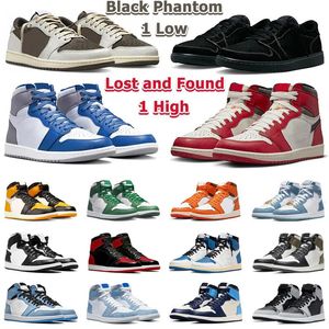 Jumpman 1S Black Phantom 1 Basketball Shoes Bajo Reverse Mocha Lost Founds Found Starfish Chicago Bred Travis Scotts Mens Trainer Sport Sporters 36-47
