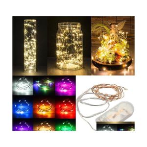 Strings de LED 100pcs/lote 2m 20leds CR2032 Micro mini -cord￣o de cord￣o de bateria CR2032 Ilumina￧￣o estrelada do fio de cobre para decora￧￣o dhqrj