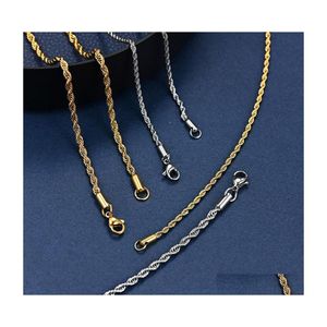 Cadenas M Cuerda Cadena Collar Acero inoxidable Cubano Clásico Gargantilla impermeable Hombres Mujeres Joyería Oro Sier Color Regalo1 2058 Drop Deli Dhhj7