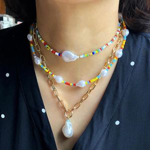 Choker Chokers Bohemia Beads Pearl Necklace For Women Sweet Colorful Collar Jewelry Holiday Beach Fashion Jewerly M3235