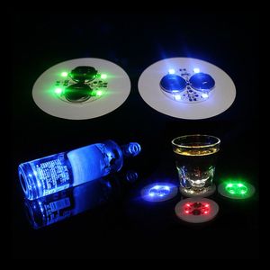 LED Sticker Coaster Lighting 4 diody LED Lights Kubek Uchwyt Lekkie Światło Fors Wina Bottley Butelki Sparksle do szampana bar na zimno wina USSastar