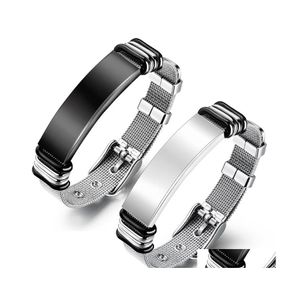 Identifica￧￣o de identifica￧￣o Men Bracelet Moda NET Ajust￡vel A￧o inoxid￡vel Banda Banda Bracelets curvados Lettering personalizada Drop D DH0BE