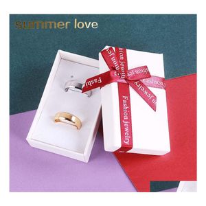 Other Fashion White Fancy Paper Gift Box For Necklace Ring Bracelet Cardboard With Big Red Ribbon Bow Drop Delivery Jewelry Findings Dhlxe