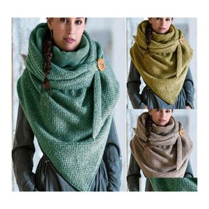 Scarves Gloves Sets Fashion Winter Women Scarf Soild Dot Printing Button Soft Wrap Casual Warm Shawls Scarfs 20211231 T2 4050Epack Dh9Yx