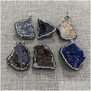 Charms Irregar Crystal Inlaid med diamanter utsökt hänge DIY -smycken som tillverkar halsband och armbandstorlek 20x3525x45mm Drop Delive DHFQO
