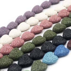 20MM Heart Shaped Lava Stone Semi-finished Beaded Bracelet Necklace Accessories For Valentine's Day Gift Making