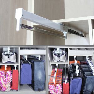 Bathroom Shelves Pull-Out Closet Valet Rod Adjustable Wardrobe Clothing Rail Top Mount Hanger Rack Bar Ball Bearing Slide Heavy Duty 230207