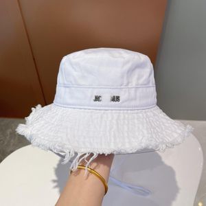Sommer-Casquette-Bob-Hüte mit breiter Krempe, Designer-Eimerhut für Damen, ausgefranste Kappe