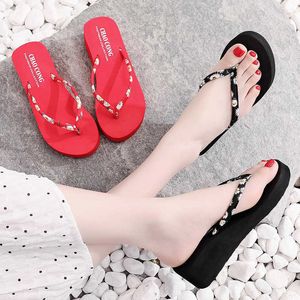 Slippers Summer Outdoor Beach Flip Flyps Fashion Bohemian Flowers Print Disual Recied Platform Women 2022 Y2302