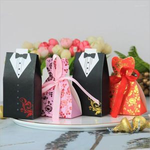 Confezione regalo Bomboniera per matrimonio Scatola di caramelle Abito da sposa per smoking Festa con nastro Borsa per regali Souvenir Bomboniere fai-da-te Forniture di carta