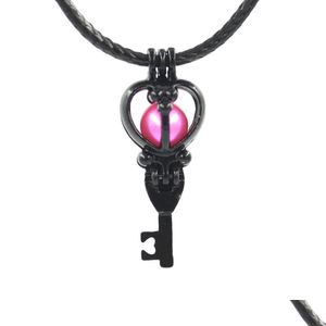 Medaillons Mix Black Pearl Cage Anhänger Love Wish Natural mit Oyster Design Mode Hohl Medaillon Schlüsselbein Diffusor Drop Deliv Dhgarden Dhdrz