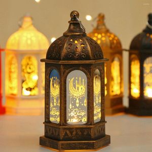 Luzes noturnas Ramadan Lanterna Decoração de plástico LED Eid Mubarak Lamp Festival Luz de mesa 2023 Iluminação de festa decorativa