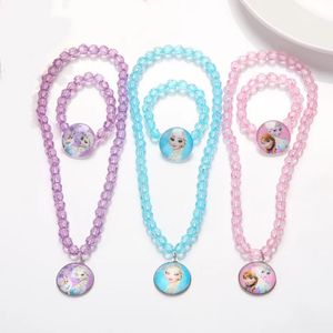 Foreign trade new necklaces cartoon ice and snow charms Princess Aisha children's first bracelet set