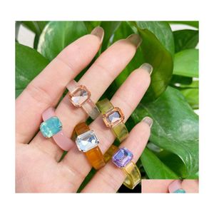 Cluster Rings Resin Acrylic Chunky Ring Colorf Rhinestone Design For Women Geometric Jewelry Gift C3 Drop Delivery Dhs8Y