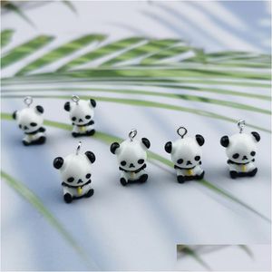 Charms 20Pcs/Set 15X20Mm Resin Panda Pendant Jewelry Findings Diy Handmade Hanging Decoration Making Accessories Drop Delivery Compon Dhemh