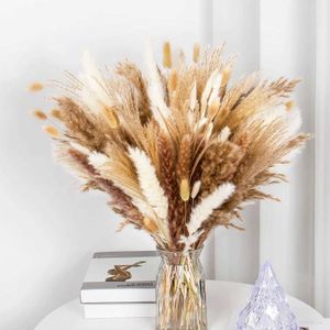 20PC Dried Flowers Pampas Grass Flower Bouquet Wedding Festival Photo Props Decoration Bunny Rabbitt Tail Home Fall Decor Arrangements Y