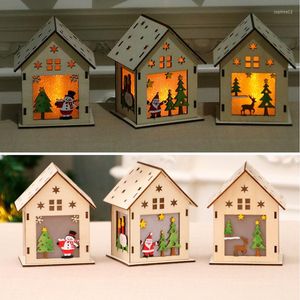 Juldekorationer Fashion Festival Decoration Tree Hanging Ornaments LED Light Wood House Holiday Decor Xmas Gift (Elk C C