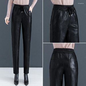 Pantaloni da donna Donna Casual in vera pelle femminile caldo attillato elasticizzato a vita alta moda donna magro matita sottile G245